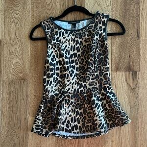 Vintage Forever 21 leopard peplum sleeveless top small